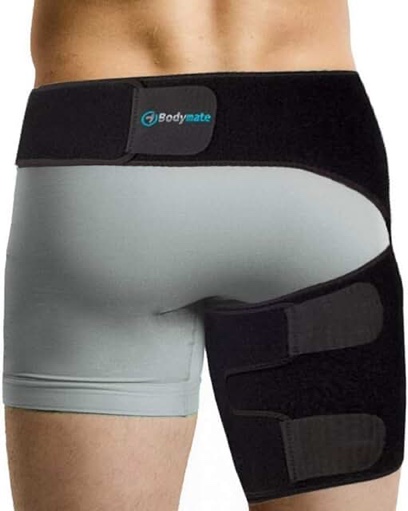 Bodymate® Hip Brace for Sciatica Pain Relief | SI Belt/Sacroiliac Belt | Hip Pain| Compression Wrap for Thigh, Hamstring, Joints, Arthritis, Pulled Muscles | For Men, Women (Large)