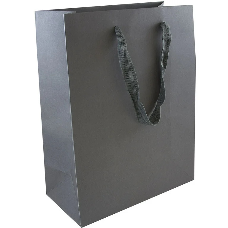 Paper Medium Grey Gift Bags, 8 x 10 x 4, 1/Pack 12-counts