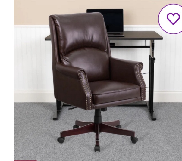 incomplete ( missing base)High Back Pillow Back LeatherSoft Executive Swivel Office Chair with Arms