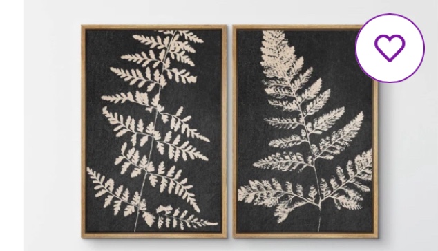 Dark Gray Tan Plant Leaf Fern Neutral Minimalist Decor Modern Framed Canvas 2 Pieces Print Wall Art