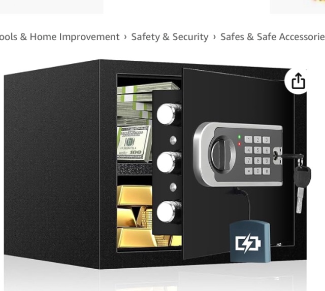 1.0 Cubic Personal Home Safe Fireproof Waterproof with Fireproof Money Bag, Fireproof Safe for Home with Removable Shelf, Fireproof and Waterproof Safe for Money Firearm Cash Medicine Jewelry Document