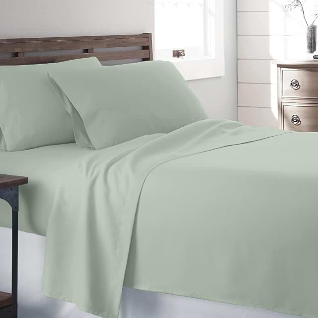 400 Thread Count Striped Sateen Sheet Set light green