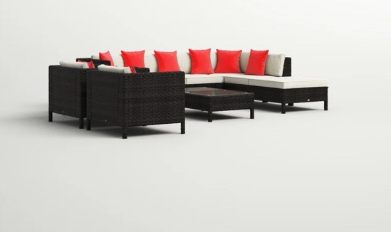 lutie 9 piece rattan sectional seating group (INCOMPLETE! boxes 5/6 and 6/6 ONLY!)