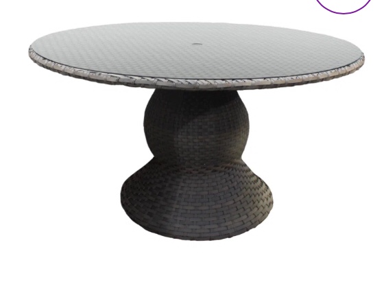 tk classics brown wicker round dining table (incomplete base only)