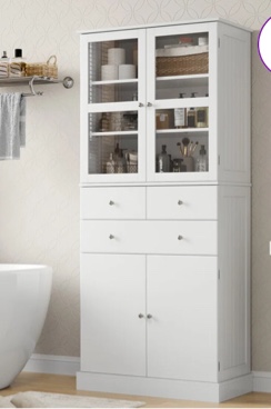 70.9" Freestanding 3 Drawers Bathroom Storage Cabinet, Linen Cabinet with Inner Shelves