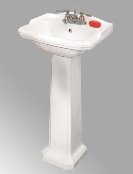 Cloakroom 26.5" Tall Pedestal Reno-Gloss Vitreous China Bathroom Sinks with Overflow(incomplete sink only)