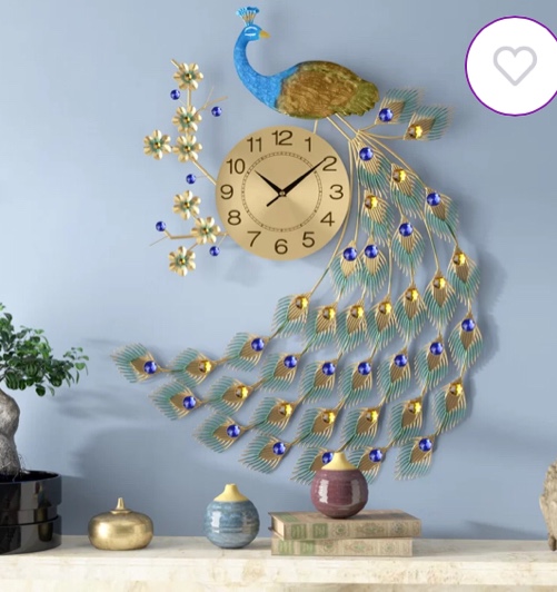 Oversized Peacock Wall Clock