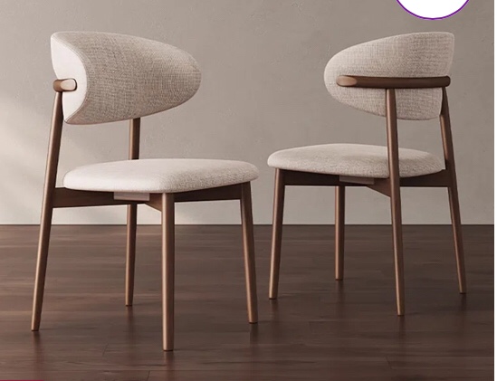 Niell Mid-Century Ash Dining Chairs, Brown Solid Wood Legs, Not Assembled Need, Beige Kitchen Chairs for Dining Room