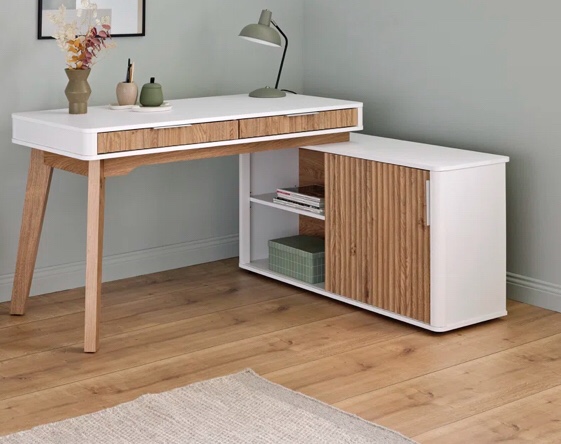 Kiehl 55.9'' W L-Shaped Writing Desk with and Cabinet(incomplete)