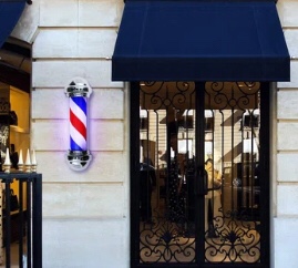 Classic LED Light Barber Pole,Rotating Metal Hair Salon Sign