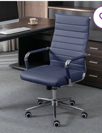 Amaiia Mid-Back Ribbed Leather Upholstered Adjustable Swivel Rolling Ergonomic Office Desk Chair