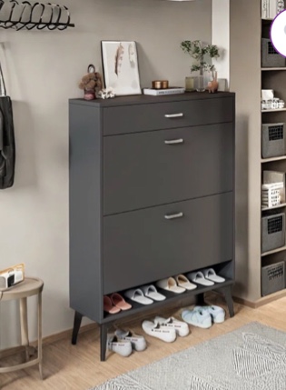 16 Pair Shoe Storage Cabinet with 2 Flip Drawers,Farmhouse Shoe Cabinet for Entryway