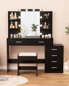 Quimoo 48" Large Vanity Desk with Mirror and Lights(incomplete box a)