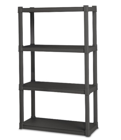 Sterilite 4 Shelf Unit Heavy Duty & Easy to Assemble Plastic Storage Unit