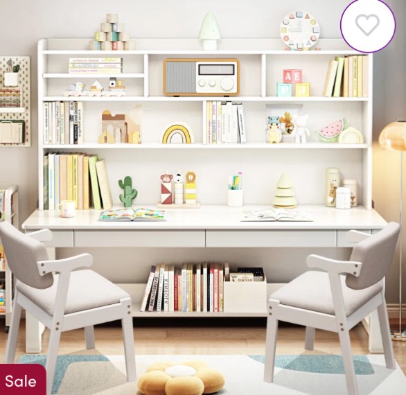 Kids Writing Desk Rectangle Desk Computer Desk and Chair Set(incomplete box 1/2)