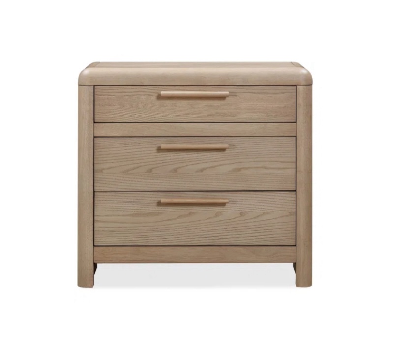 Furano Three Drawer Ash Wood Nightstand In Ginger