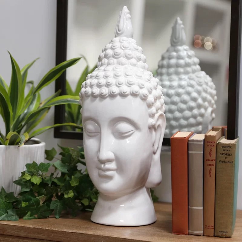 tedeschi ceramic Buddha head gloss cyan