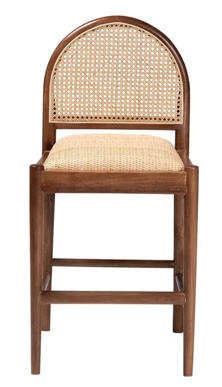 Bali & Pari Maryland Modern Bohemian Natural Rattan And Acacia Wood Counter Stool