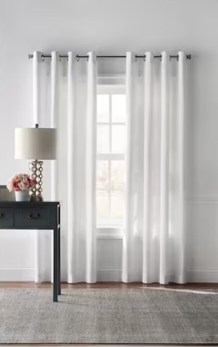 Dunsmore Cotton Blend Curtain Size per Panel: 50" W x 84" L, Curtain Color: White