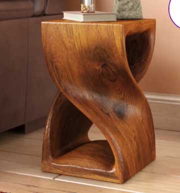 Lishe Solid Wood Abstract End Table
