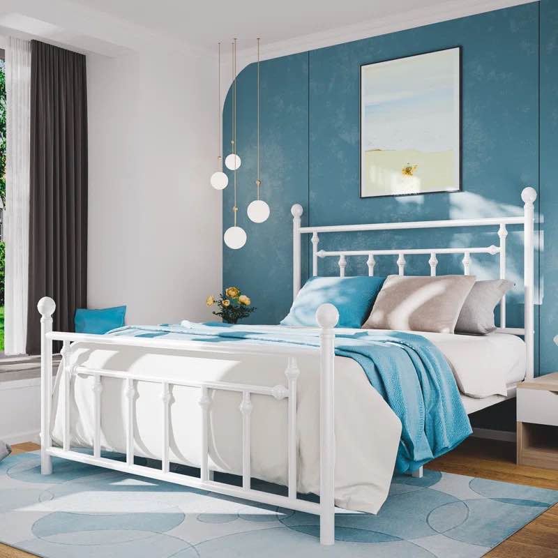 Edsall Metal Bed with Headboard and Footboard No Boxspring Needed ( Full ) 