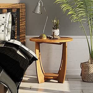 Arch Farmhouse End Table with Storage Shelf, French Country Accent Side Table