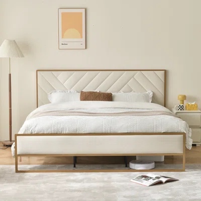 Sheila Upholstered Platform Bed with Velvet Tufted Headboard
