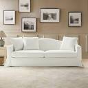 Zalma Transitional 83" Curved Back Slipcovered Sofa with Toss Pillows