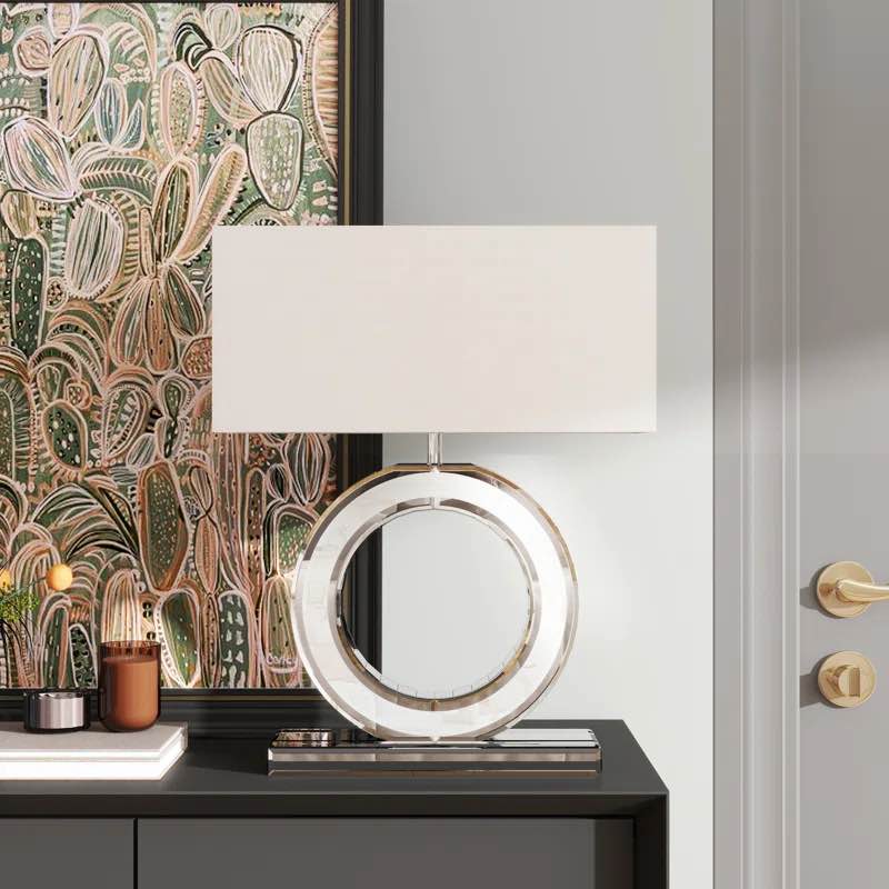 Maricelis 21.25" Table Lamp with Round Mirror Glass Base