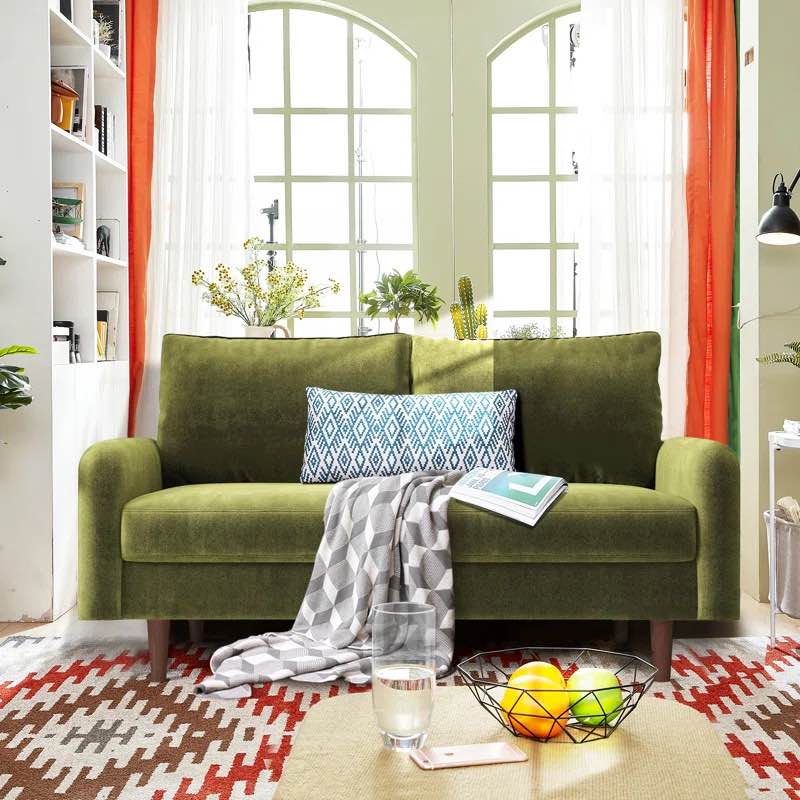 Hasaam 56.3" Wide Velvet Round Arms Small Apartment Loveseat