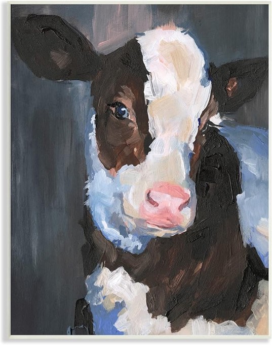 Smiley Posing Cow Farm Cattle Animal Painting