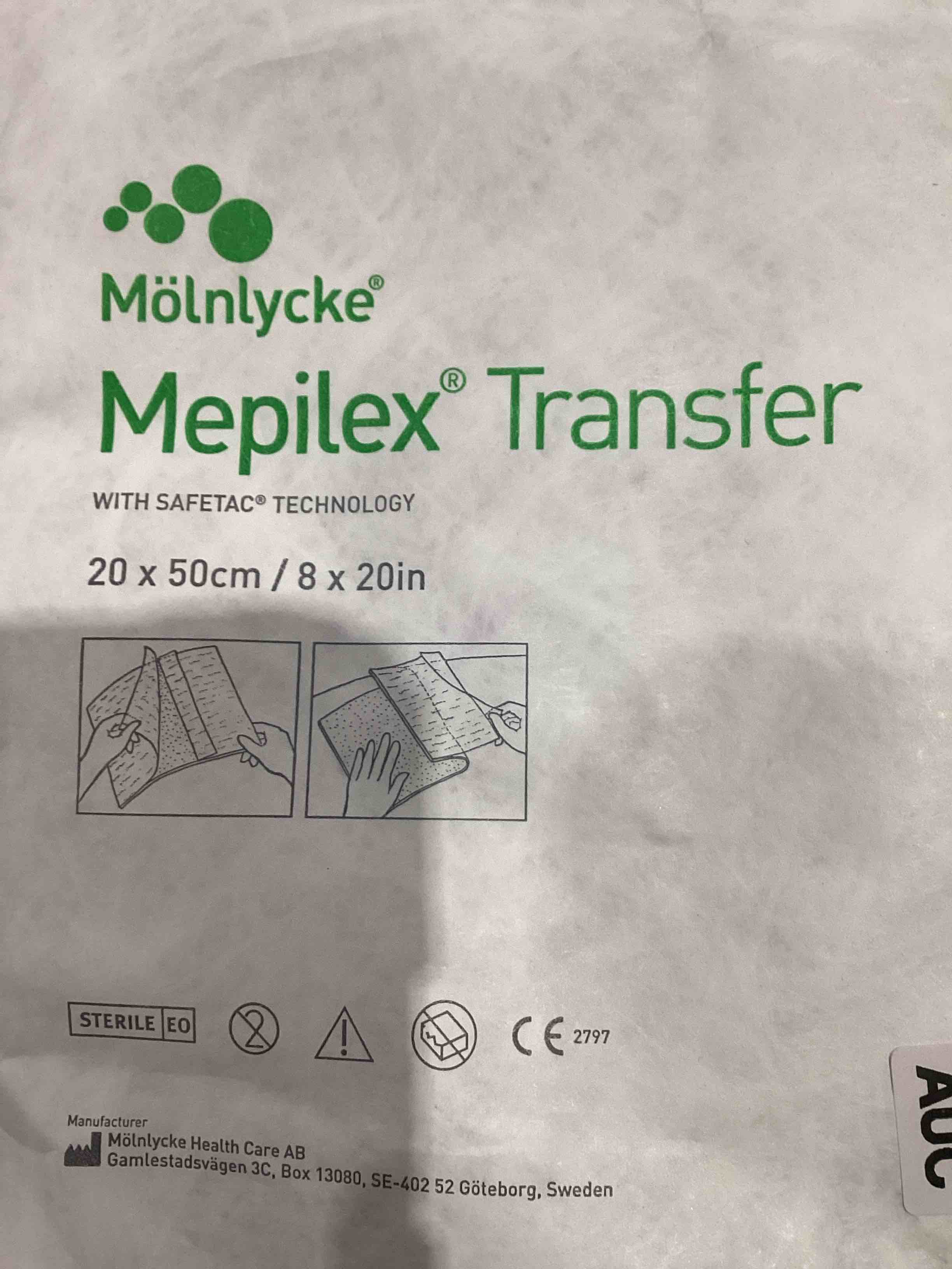 sheet Molnlycke Mepilex Transfer Dressing 8 x 20"