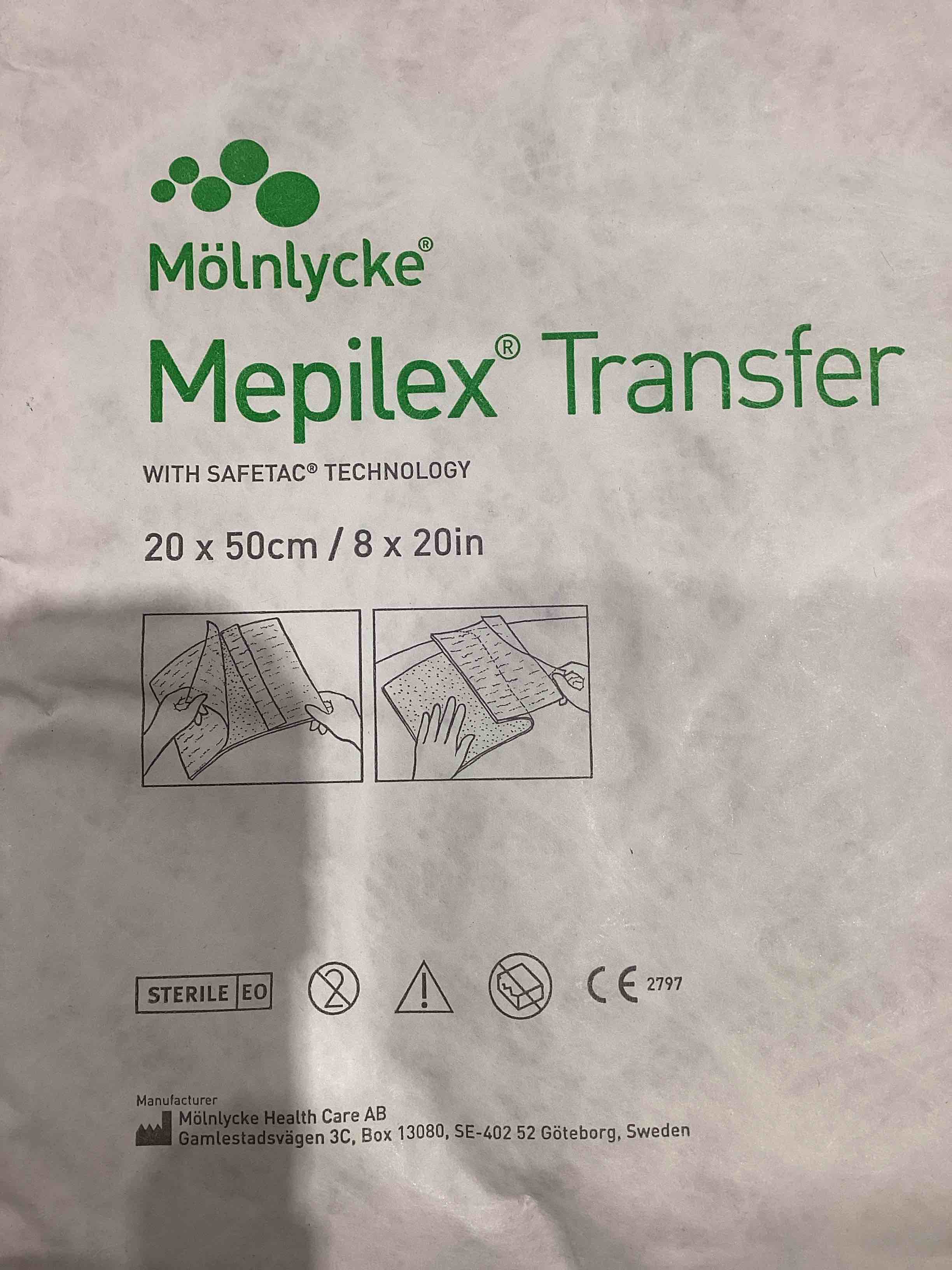 sheet Molnlycke Mepilex Transfer Dressing 8 x 20"