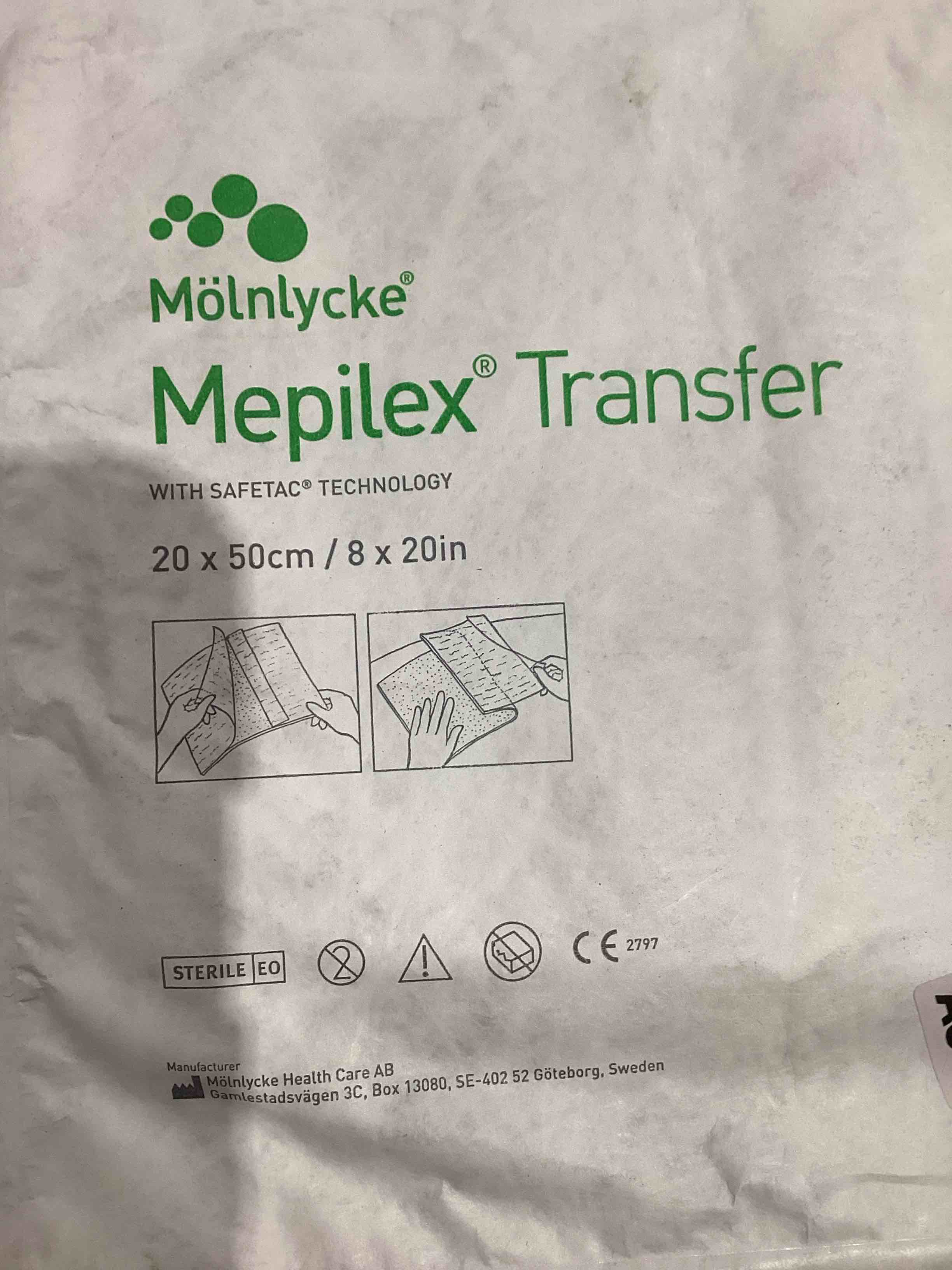 sheet Molnlycke Mepilex Transfer Dressing 8 x 20"