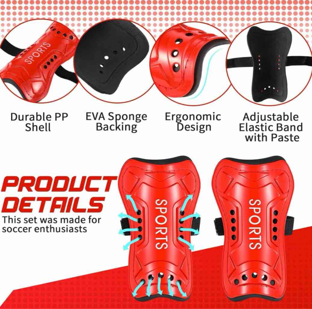 soccer shin guards and socks for kids youth lightweight protective defender gear for 4-18 years old toddler children boys girls soccer equipment red size m