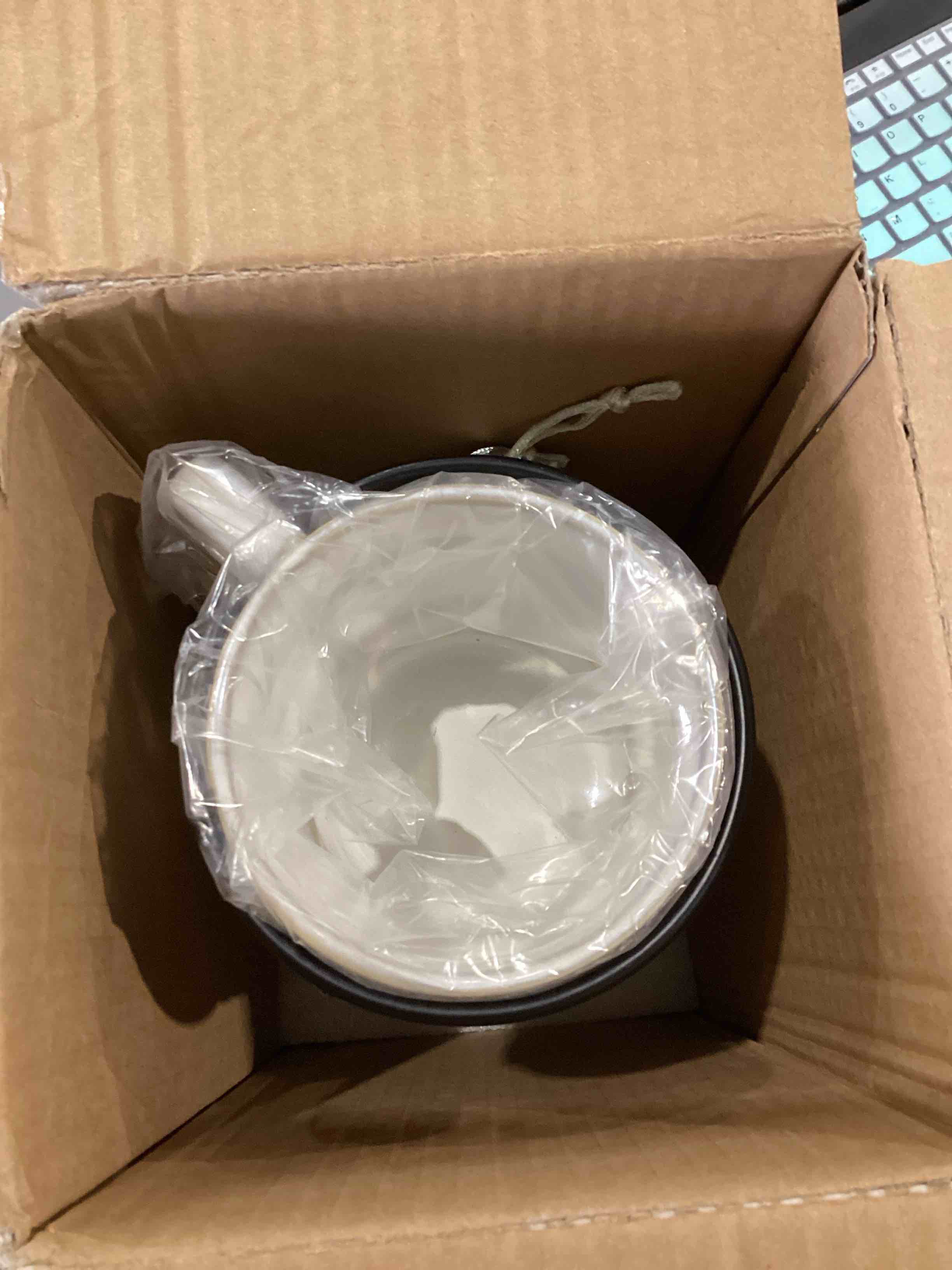 Condition photo showing New/Like New for Gomakren Coffee Mugs Set of 4, 13 Ounce Stackable Coffee Mugs with Stand, Valentine Ceramic Coffee Cups with Spoon for Coffee, Espresso, Cappuccino, Latte, Cocoa, Tea and Milk, Creamy White