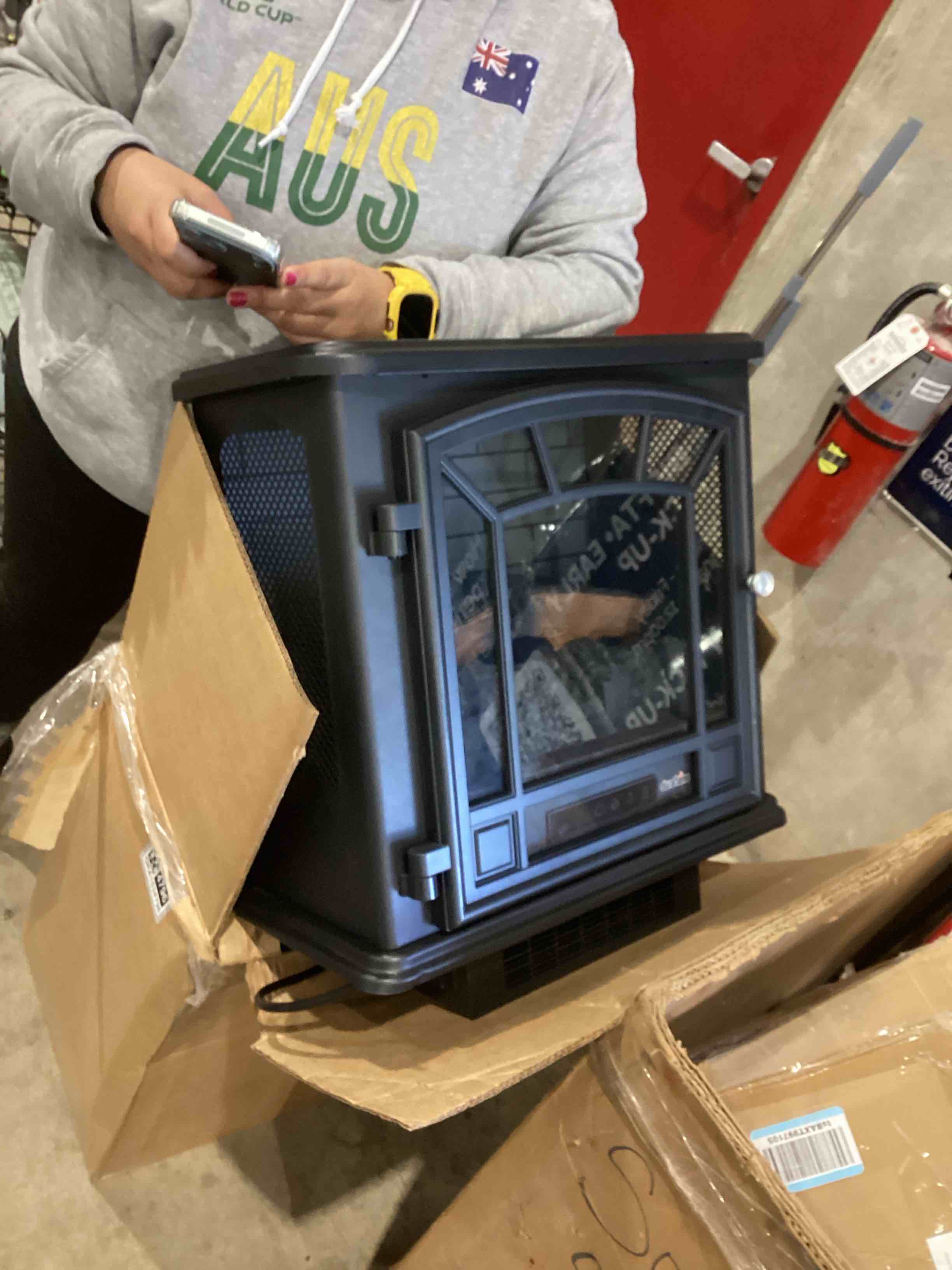Condition photo showing As Is for duraflame infrared quartz electric stove heater - dfi-591-22 - black