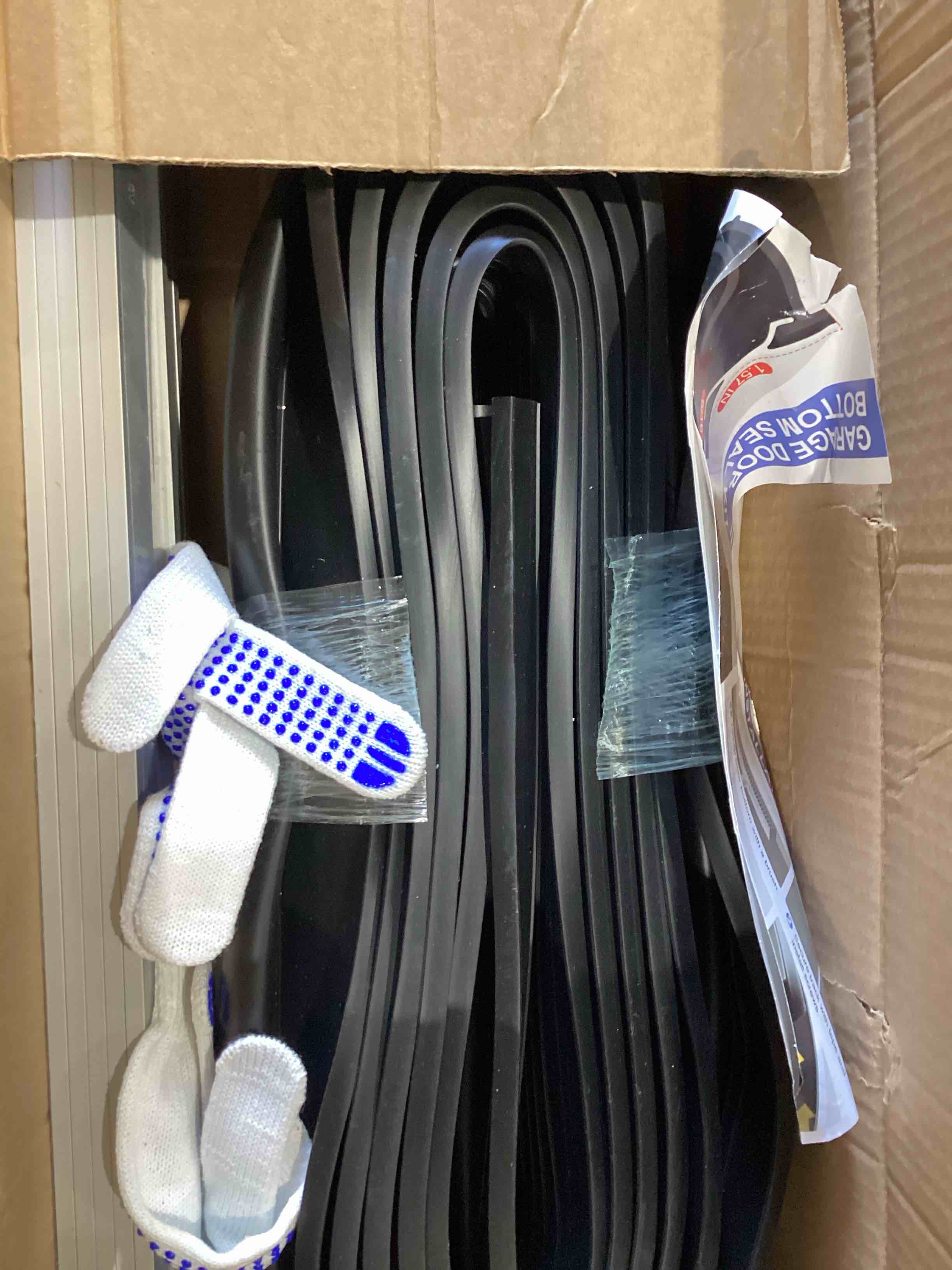 Condition photo showing Good Condition for myfamirea 16.4ft garage door seals bottom rubber, pre-drilled aluminum track retainer kit weather stripping, u+o ring weatherproof threshold strip replacement bottom for garage door,1.57" width, black 16.4 ft black-5/16"t-aluminum track