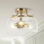 Customer Reviews for Parrot Uncle 13 in. 3-Light Brass Gold Semi-Flush Mount Ceiling Light Fixture with Clear Glass Shade