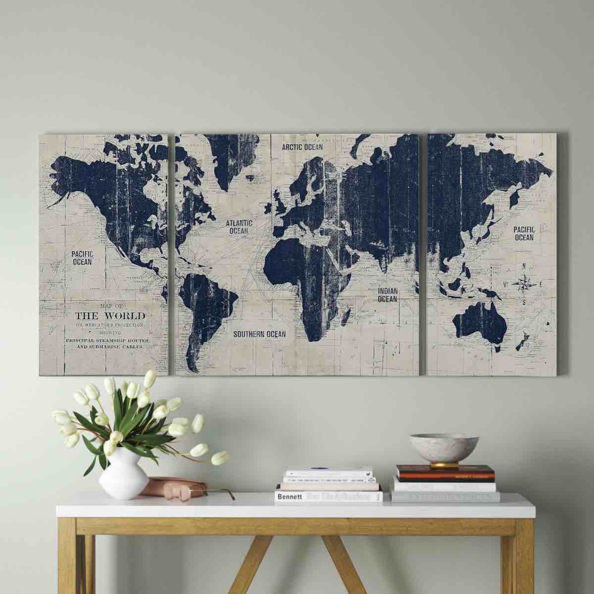 Old World Map» parchemin, impression sur toile