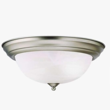 Project Source Flush Mount Burnished Nickle  Alabaster Ceiling Light Fixture NIB