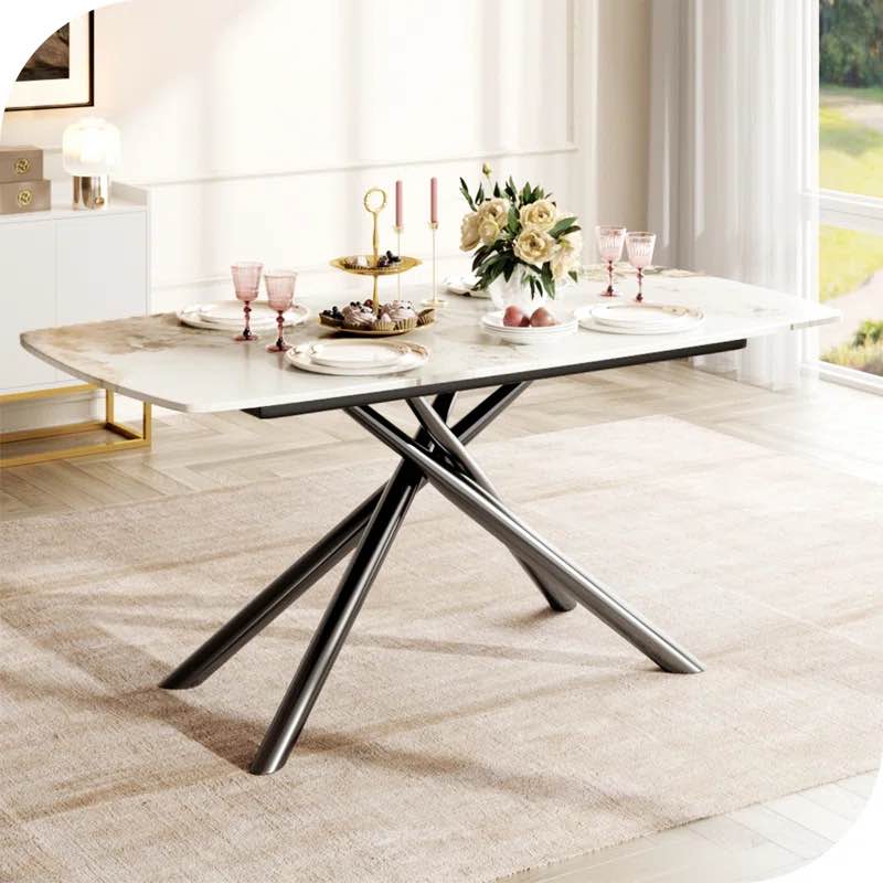 Iaisha 63" Marble Sintered Stone Dining Table Luxury Rectangle Dining Table (Table ONLY)