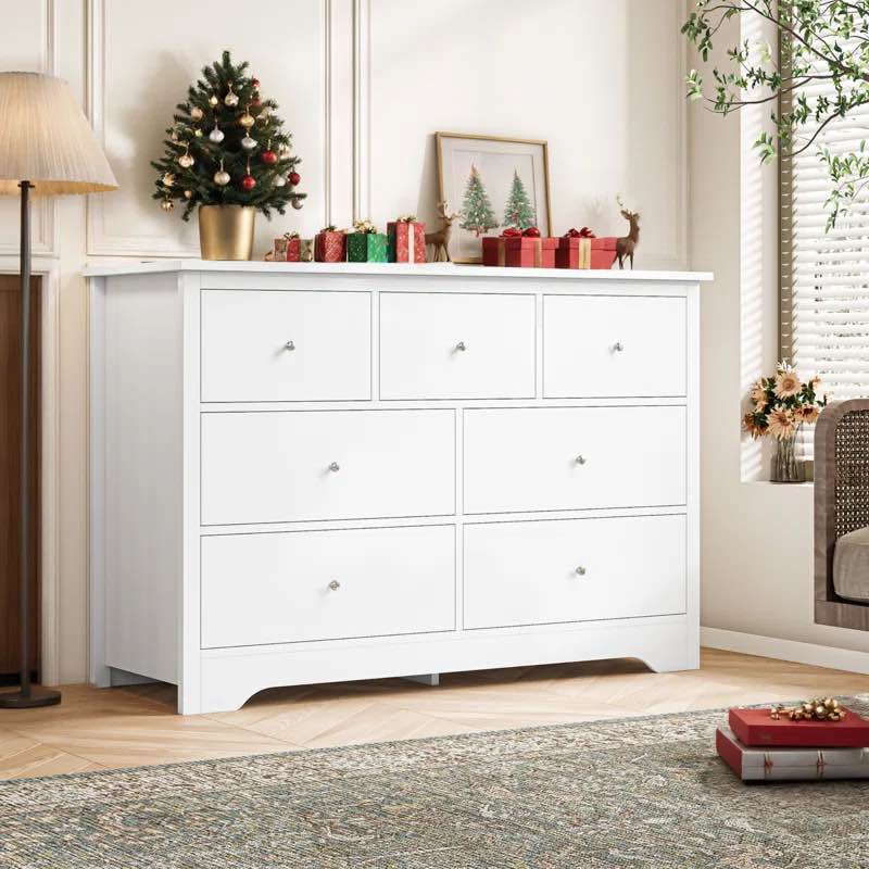Ariee 47.2" W 7 - Drawer Double Dresser, White