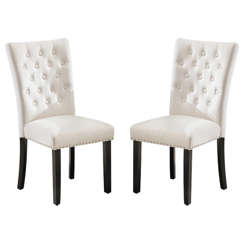 Velvet Dining Chairs,Classic Accent Upholstered Parsons Chair Set Of 2,Black (Set of 2)