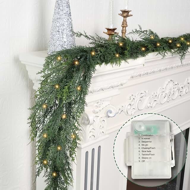 Hanrui 16'' in. Lighted Faux Pine Garland