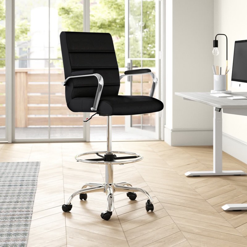 Adjuto Ergonomic Upholstered Mid-Back Swivel Office Chair with Foot Ring by Flash Furniture