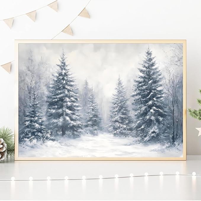 Framed Canvas Wall Art Decor Painting For Chrismas, Chrismas Tree with Cute Snowman