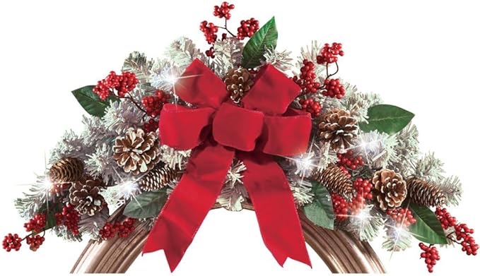 LED Holiday Frosted Pine Floral Swag