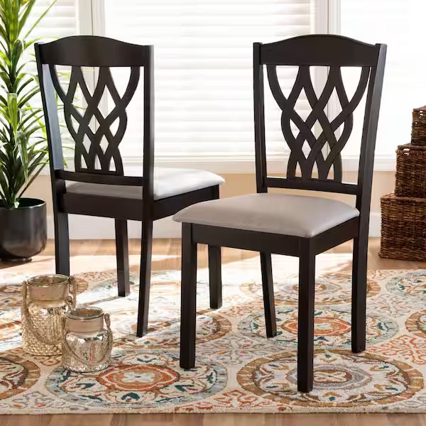 Baxton Studio Delilah Grey and Dark Brown Fabric Dining Chair