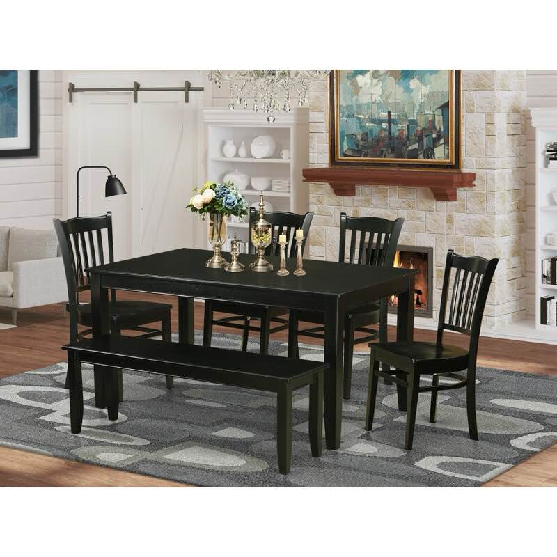 Sisneros 6 - Piece Rubberwood Solid Wood Dining Set
